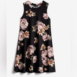 Fortune + Ivy Madia Sleeveless Floral Dress StitchFix XXL Black with Pink Floral
